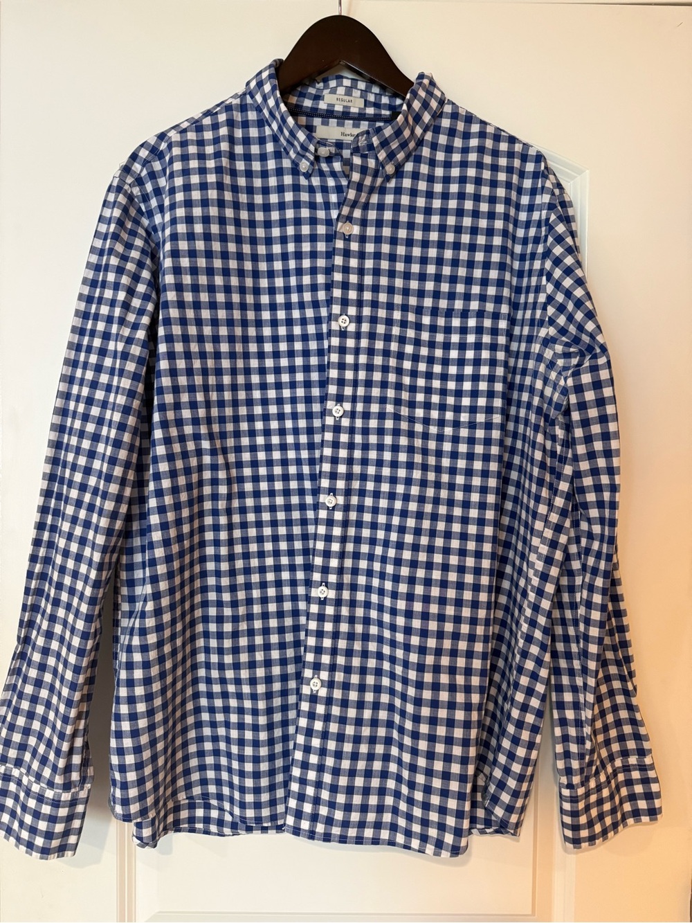 Hawker Rye Men's Blue and White Gingham Button-Down Shirt Like New Size XL